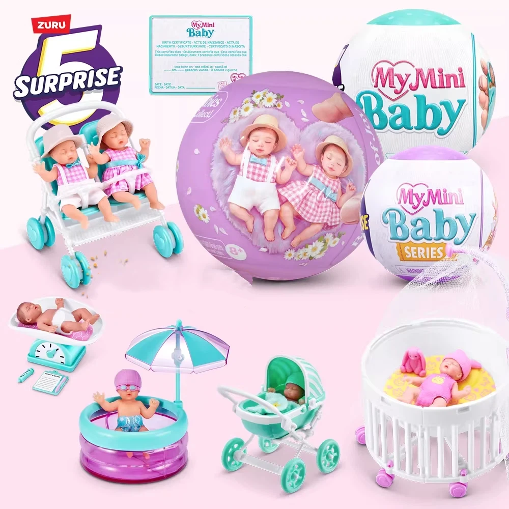 

New 5 Surprise My Mini Baby Series 2 Mystery Blind Ball Mini Baby Doll With Cradle Accessories Kids Children Collectible Toy