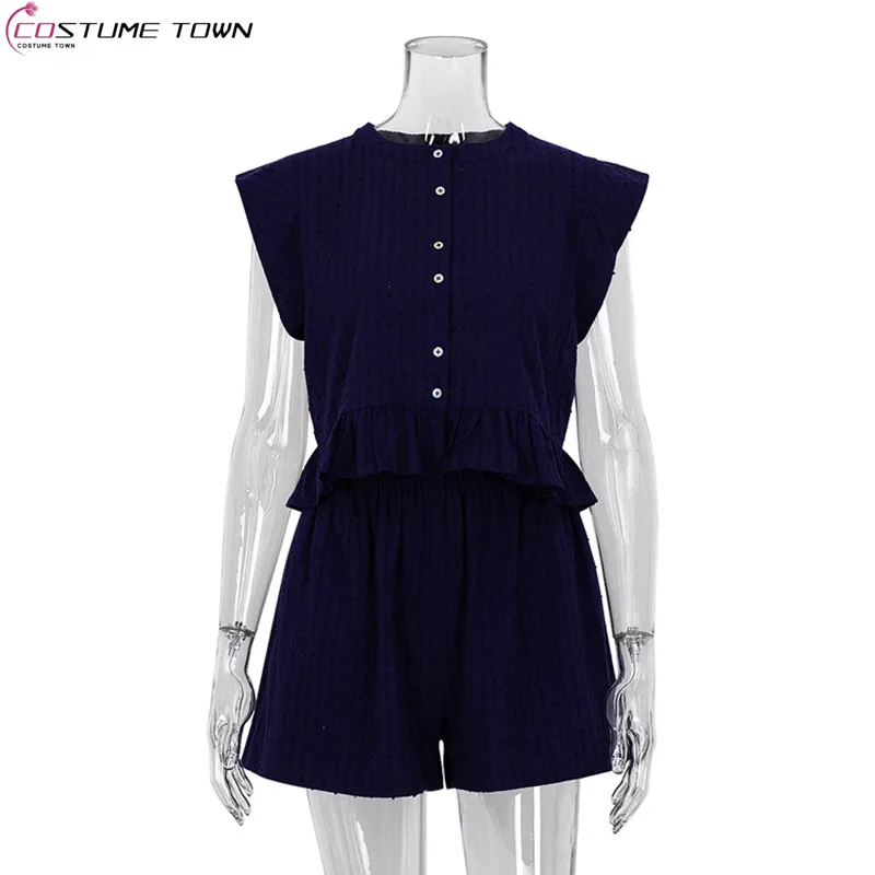

European and American style summer new jacquard short sleeved shirt+casual minimalist shorts two-piece set