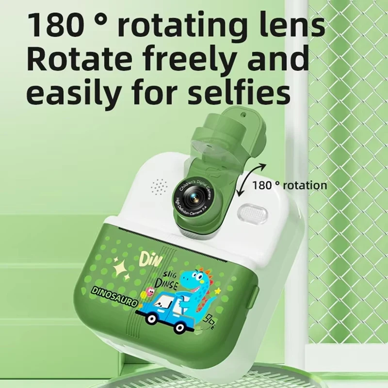 Kids Camera Cute Camera Photo Printer Digital Children Video Camera Photography Instant Print Photo Dinosaur-TCES