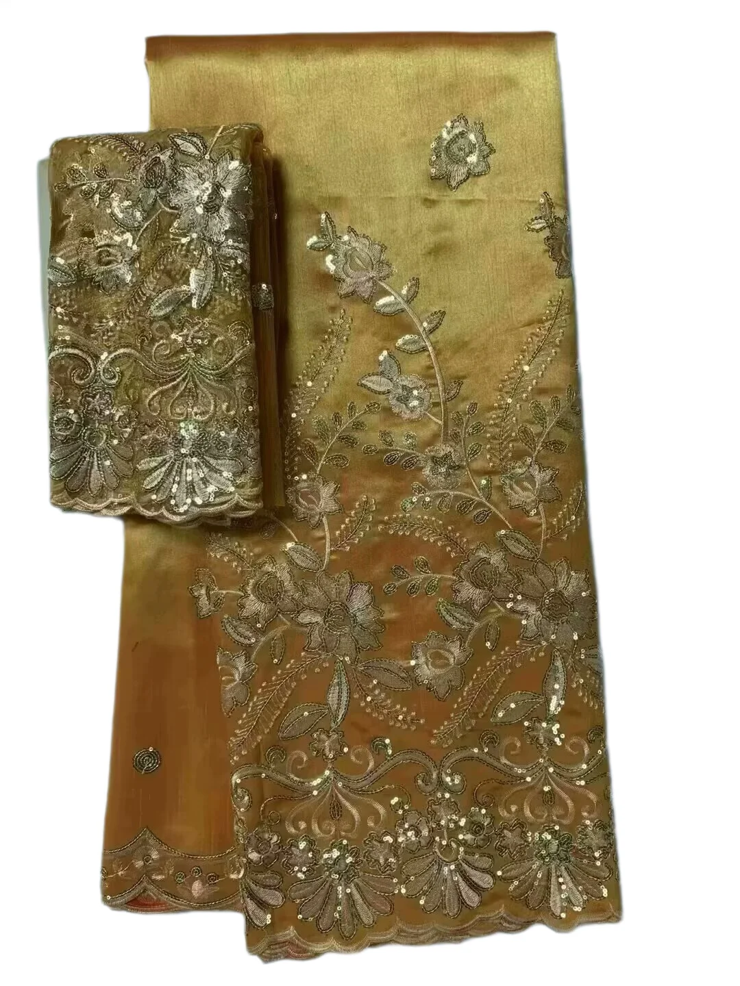 Nieuwe Pailletten George Kant 2025 Hoge Kwaliteit Indiase George Kant Stof Met Franse Netto Kant Stof Blouse Voor Trouwjurk 5 + 2 Yard
