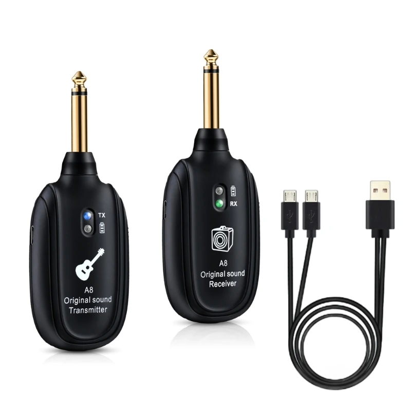 

Wireless Guitar Systems Guitar Bass Transmitter Receiver Rechargeable Battery Cordless Digital Guitar Wireless Systems