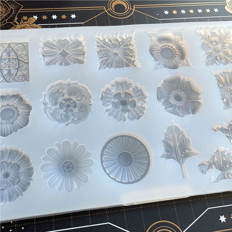 Retro Embossed Flowers Decor Silicone Pendant Mold for DIY Craft Jewelry Tool