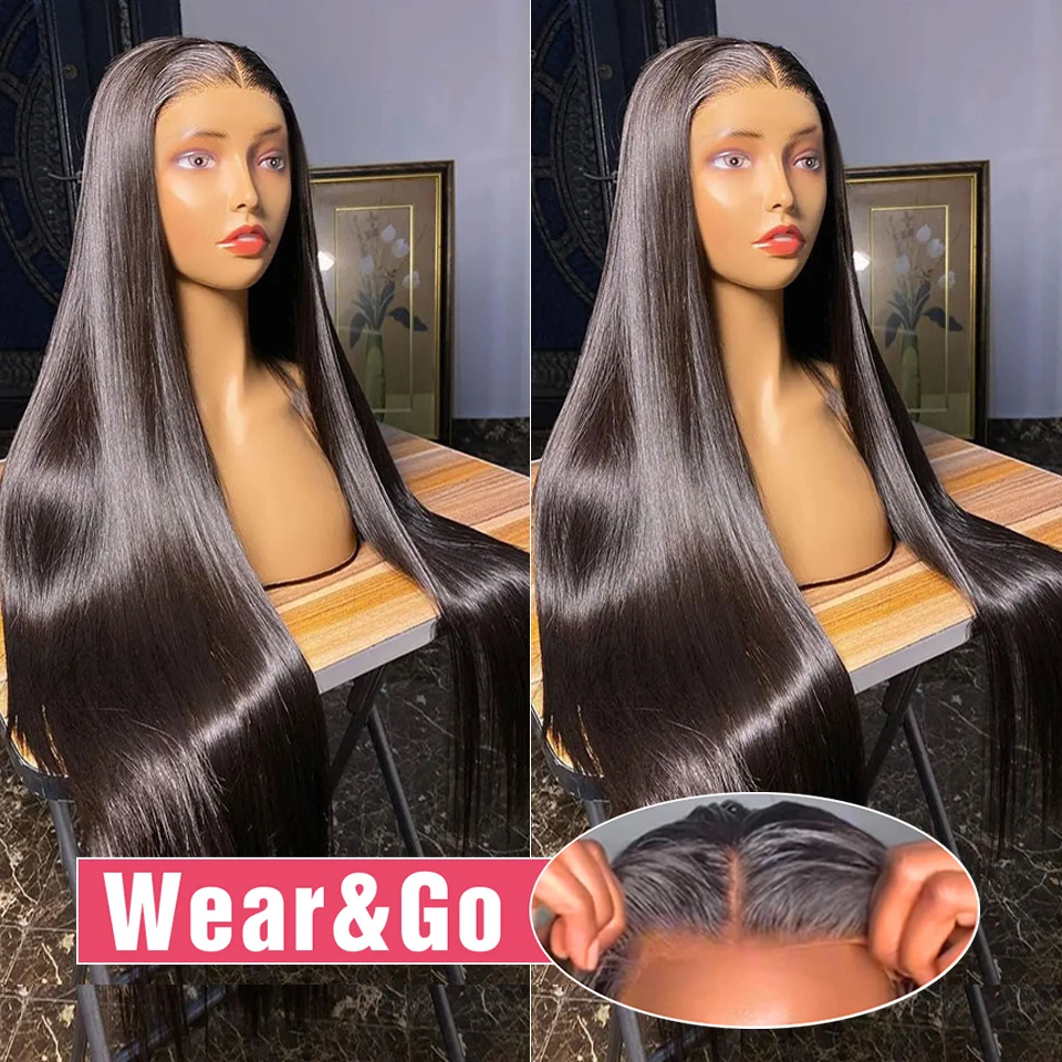 13x6 HD Lace Frontal Glueless Wig Human Hair Ready To Wear And Go Preplucked Straight Lace Front Human Hair Wigs For Women 200%