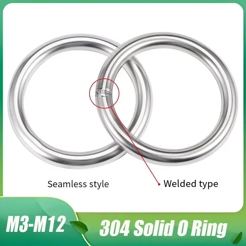 

M3M4-M12 Heavy Duty Welded Round Rings Smooth Solid O Ring For Rigging Marine Boat Hammock Yoga Hanging Ring 304 Stainless Steel