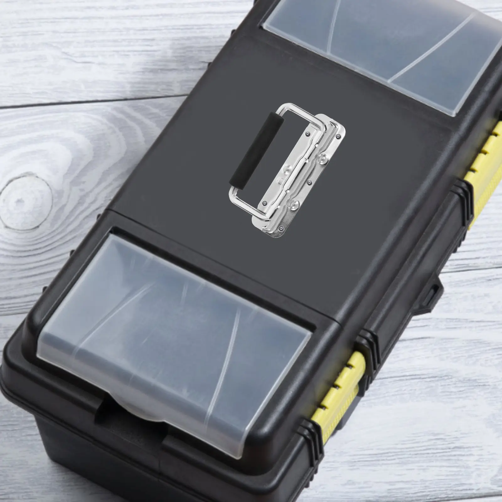 2Pcs Folding Handles Grip Spring Loaded Heavy Duty Toolbox Cabinet Storage Box Pull Ring Handles Iron Cabinet Handle