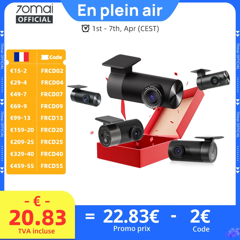 Caméra arrière 70mai RC06 RC12 RC14 RC22 RC24 RC41 caméra intérieure FC02 pour caméra de tableau de bord 70mai enregistrement double canal enregistrement de stationnement