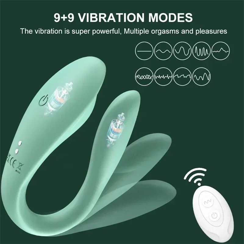 Wireless Remote Control Dildo Vibrator Female Dual Motors U Shape Clitoris Stimulator Wearable Sex Toys for Women Couples Adults