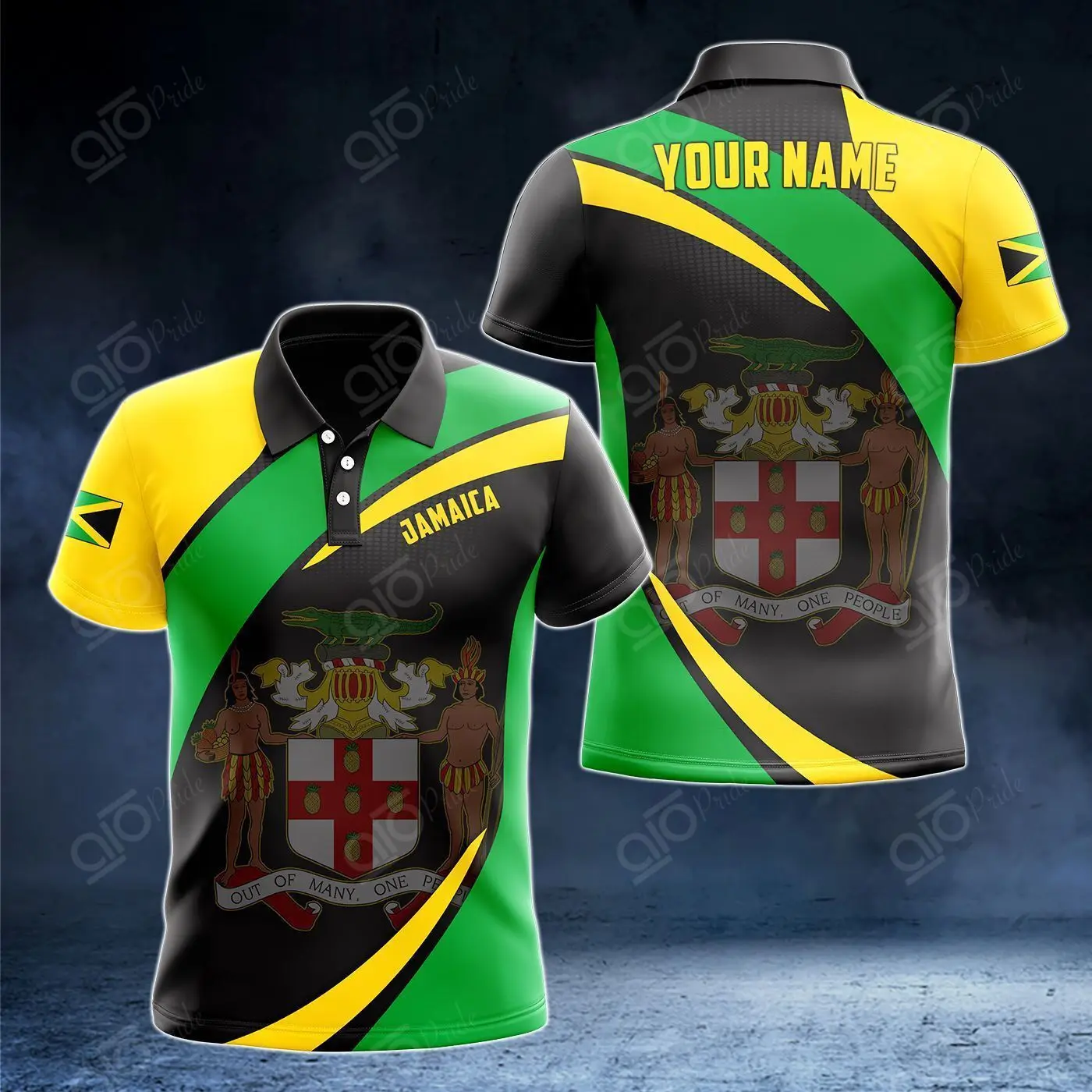 Custom Name Jamaica Flag Graphic Polo Shirt Summer Men's Fashion Crewneck Tops Loose E-Sports Jersey Short Sleeve Streetwear