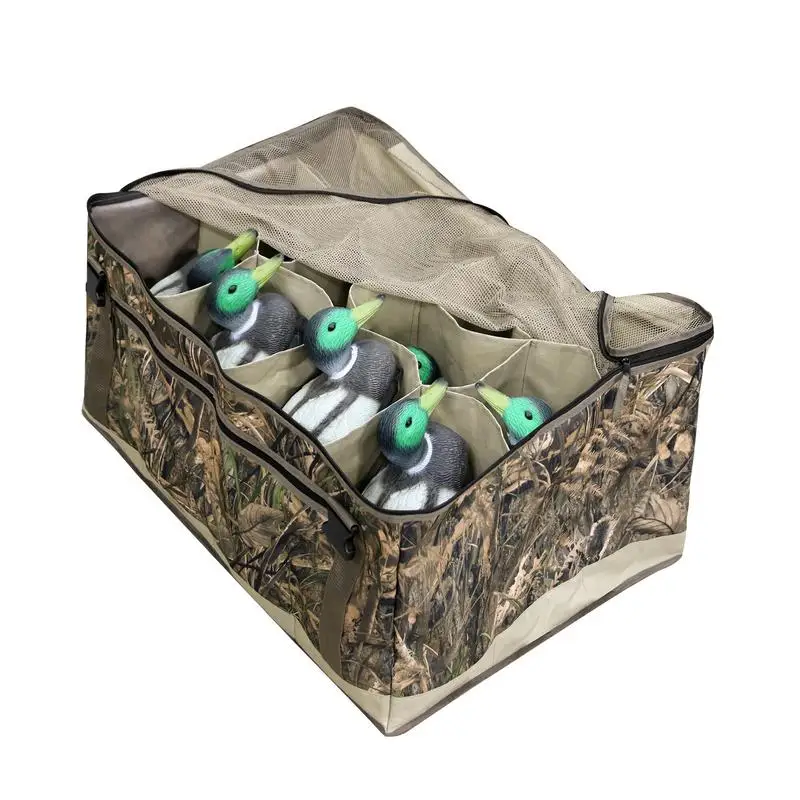 Duck Decoy Bag 12 Slots Decoy Protection Bag Camouflage Printing Padded And Adjustable Shoulder Strap Bottom Drains Turkey Decoy