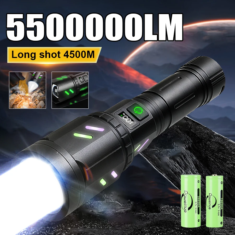 

Rechargeable LED Flashlight Ultra Powerful Torch Lamp Super Bright Tactical Lantern Hunting Spotlights Outdoor Emergency Light