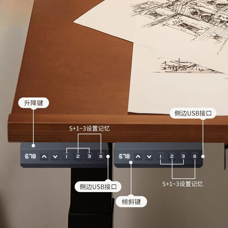 Mesa de pintura con elevación eléctrica, mesa de pintura, mesa de dibujo multifuncional de madera maciza