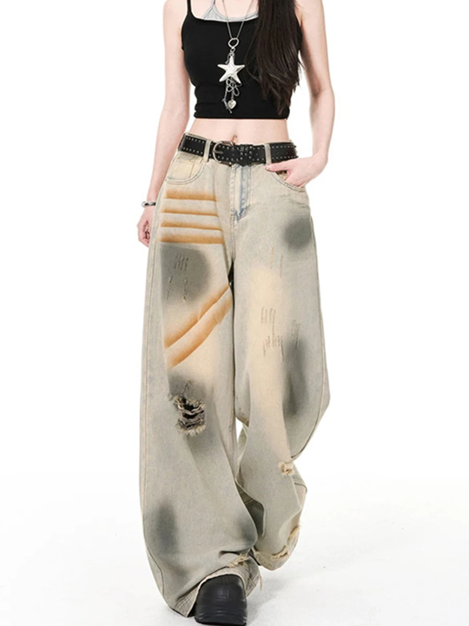 

Women Y2k Ripped Jeans Harajuku Baggy Denim Trouser Vintage Boyfriend Oversize Jean Long Pants Japanese 2000s Style Clothes 2025