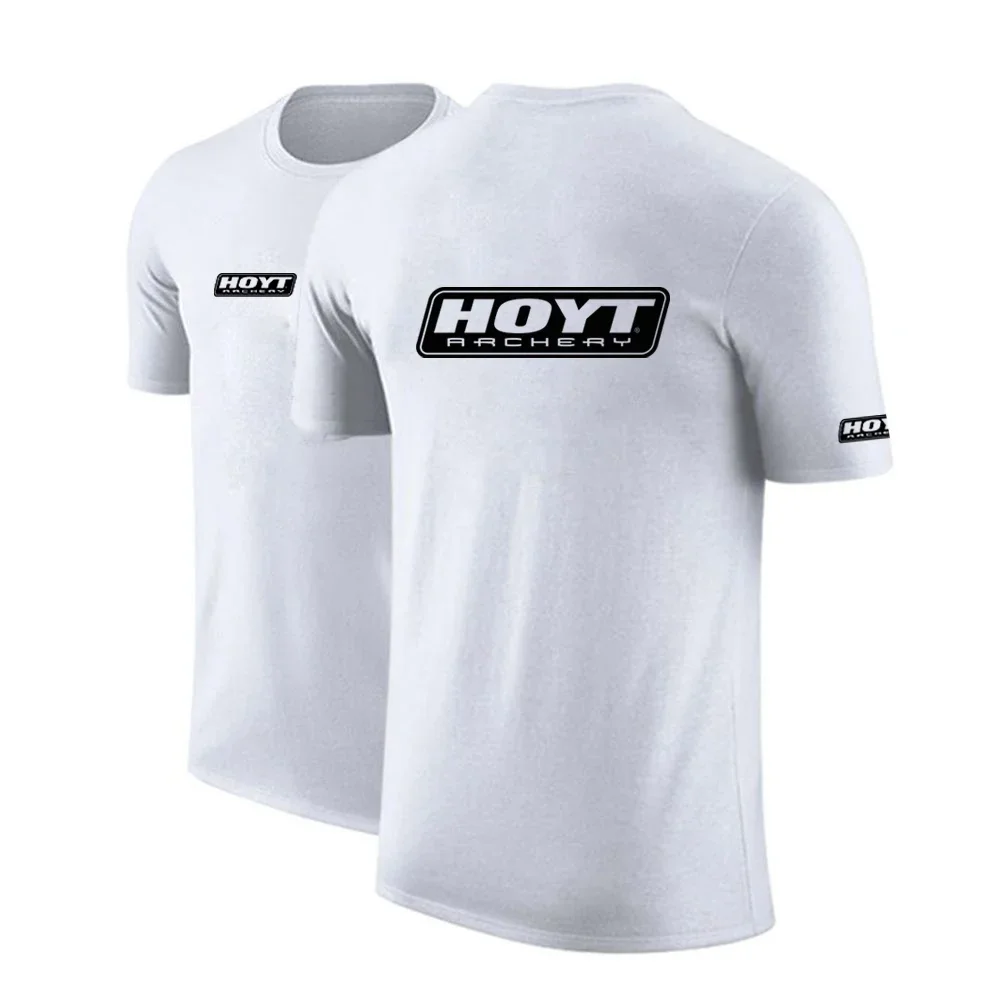 Hoyt Archery 2024 Summer Style Man's Printing Breathable High Quality Cotton Short Sleeves Ordinary Casual Solid Color T-Shirt