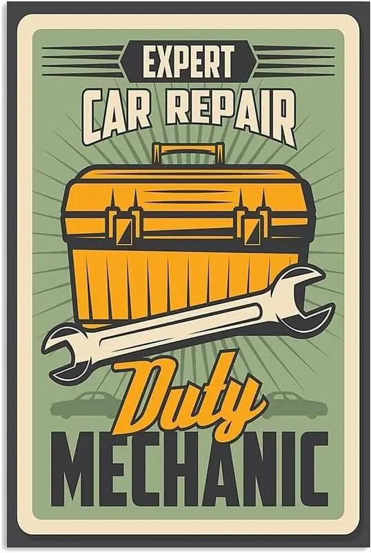 Repair Wrench Metal Tin Signs Expert Car Repair Duty Mechanic Vintage Poster Mechanic Studio Plaque Decoration Repair Shop Garag