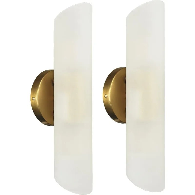 

Modern Gold Bathroom Vanity Light Brass Wall Sconces Set of 2 Cylinder Sconce Lighting, 15.4-in