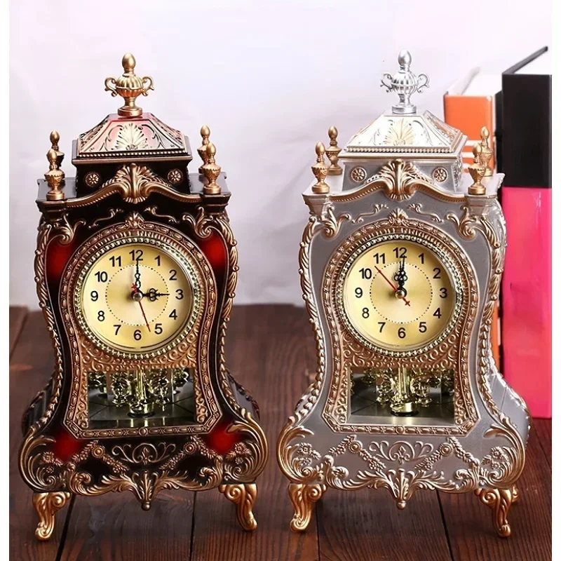 1PC 12 Songs Swing Clock Tower Shaped Table Clocks Creative Classical Decoration Antique Clock Living Room TV Cabinet Desk Clock