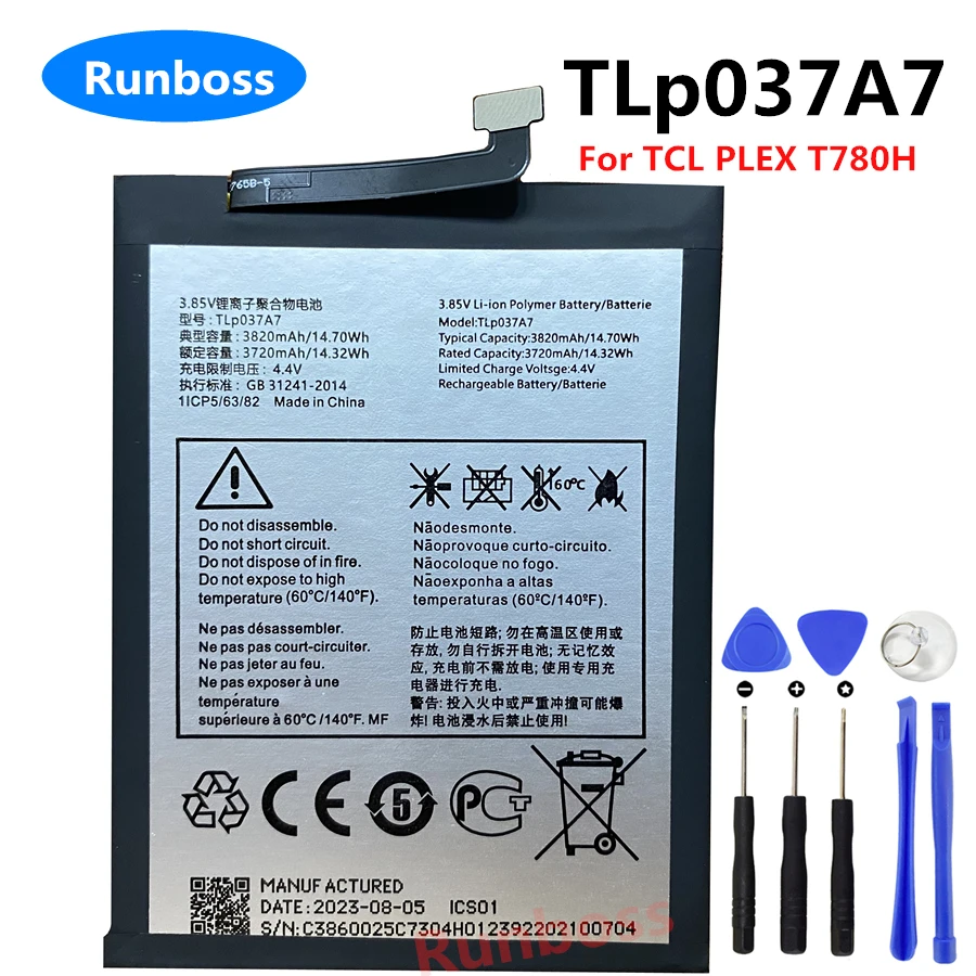 New Original TLp037A7 3.85V 3820mAh Battery for Alcatel TCL PLEX T780H , For TCL 10L Plex Replacement Mobile Phone Batteries