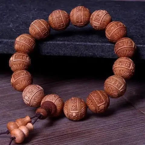 Authentic Taihang Cliff Cedar Bracelet Buddha Beads Men and Women Couple Lobular Red Sandalwood Jewelry Ins Hand String Wen Play