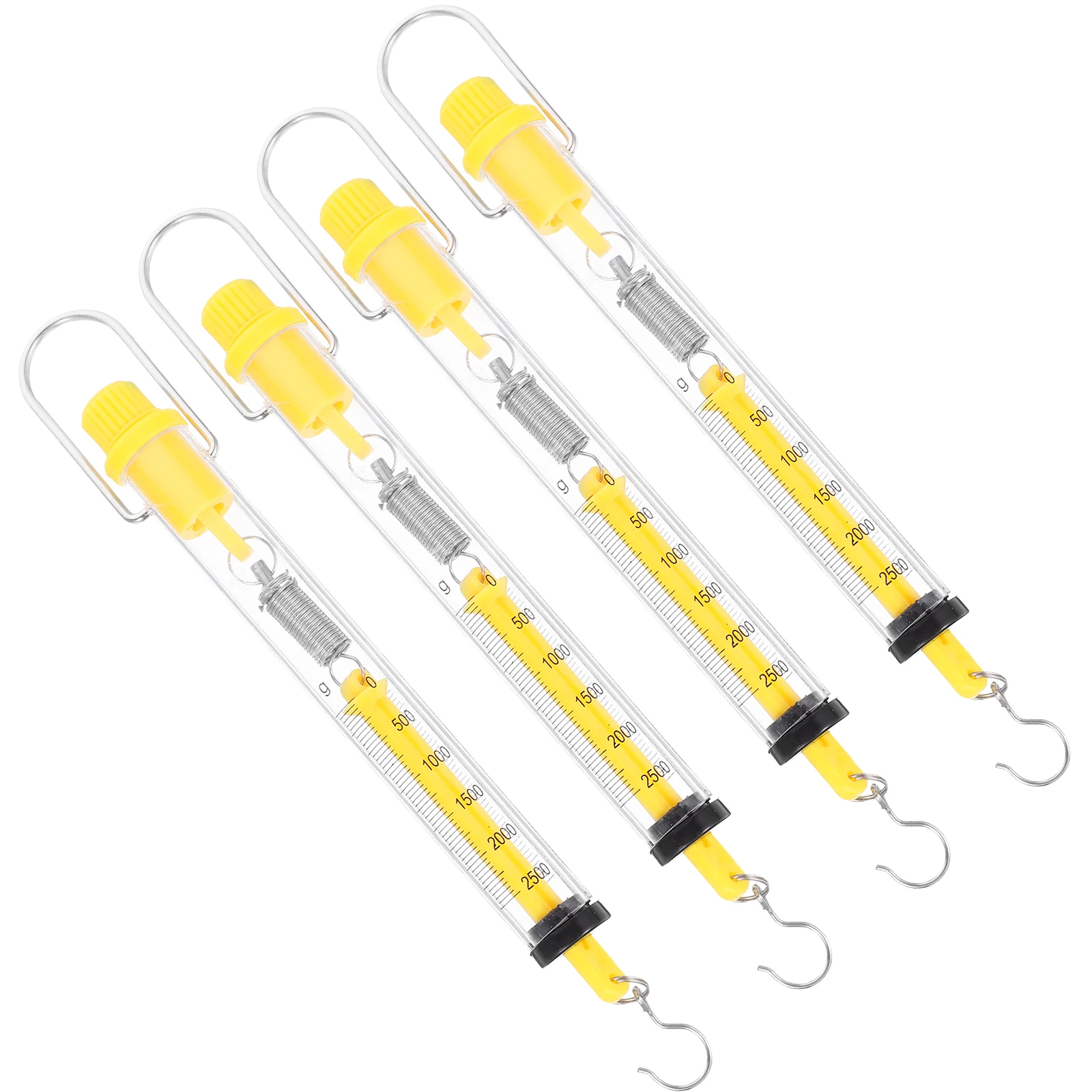 

4 шт., пружинные весы, 2500 г, измеритель силы Ньютона, прозрачный пластиковый трубчатый крючок, весы, измерение гравитации и натяжения, лабораторный инструмент
