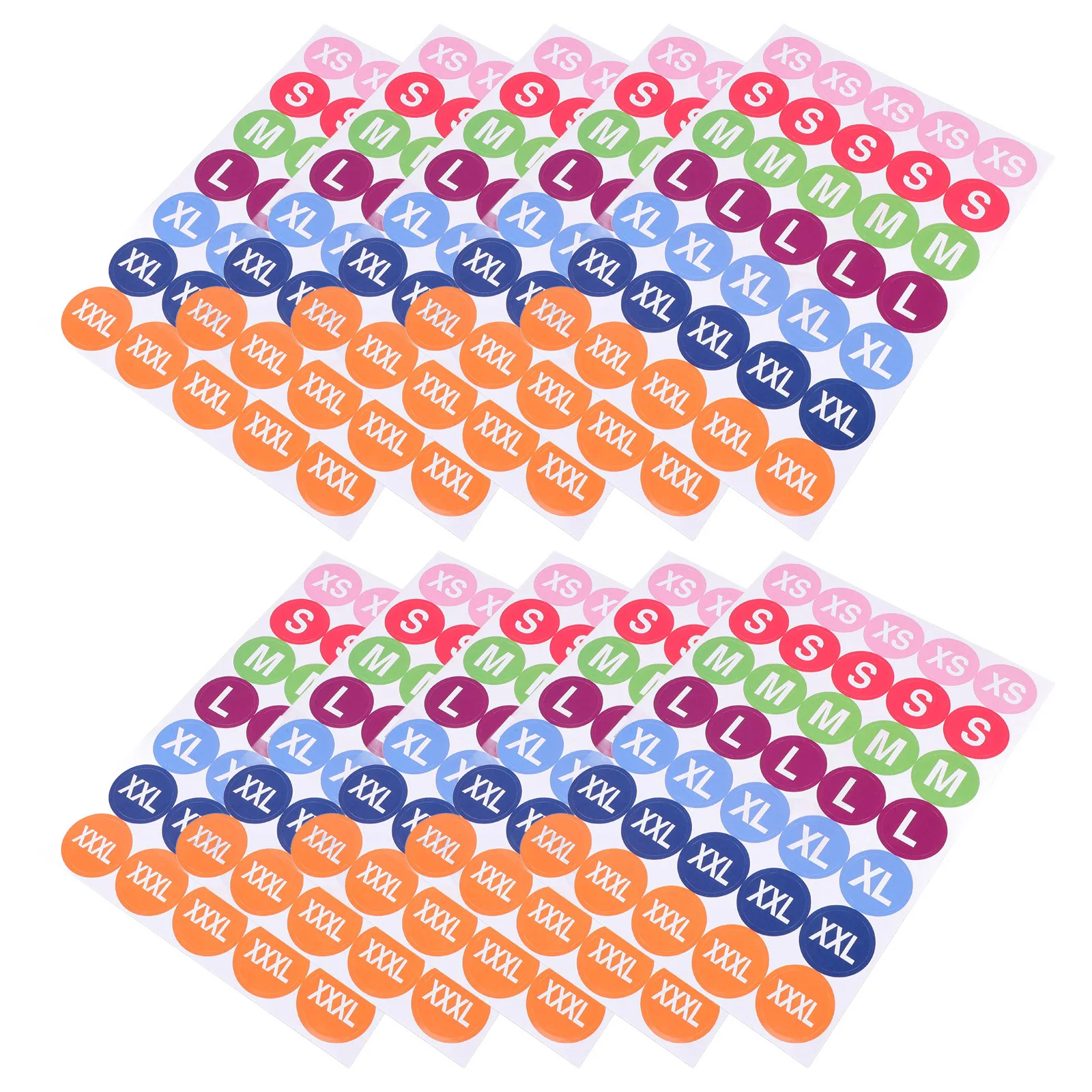 350Pcs Clothing Size Sticker Labels Round Color-Coded for Retail T Shirts Sweaters Coats Size Labels Large Letter Stickers