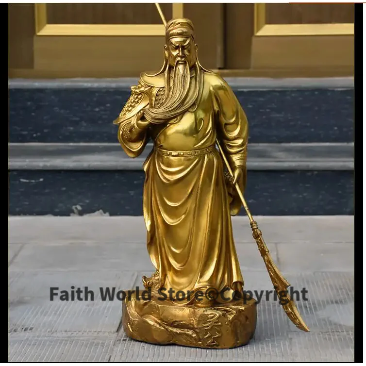 56 CM huge office home -efficacious Talisman House Protection Money Drawing Martial god of wealth guan gong Guandi BRASS statue