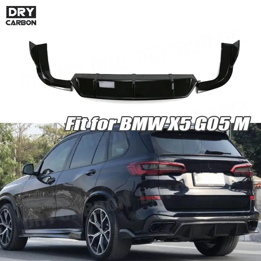 Carbon fiber Rear Diffuser Gloss Black Rear Bumper Lip Spoiler Splitters for BMW X5 G05 M Tech 2019+ Car Styling 3Pcs/set