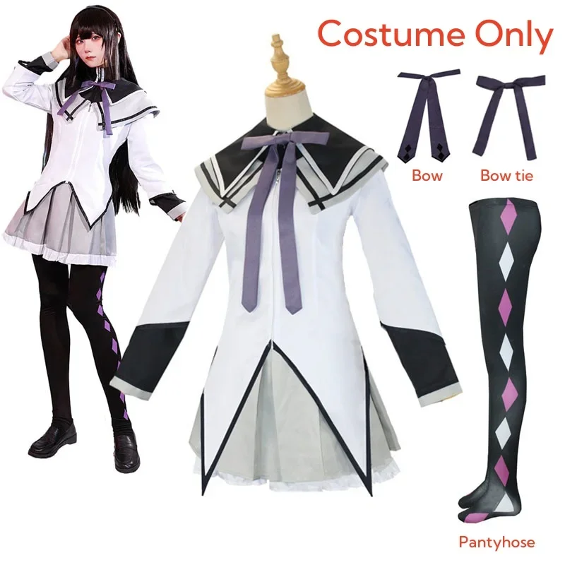 Akemi Homura Cosplay Skirt Anime Magical Girl Puella Magi Cosplay Costume Fighting Uniform Stockings Akemi Homura Outfits