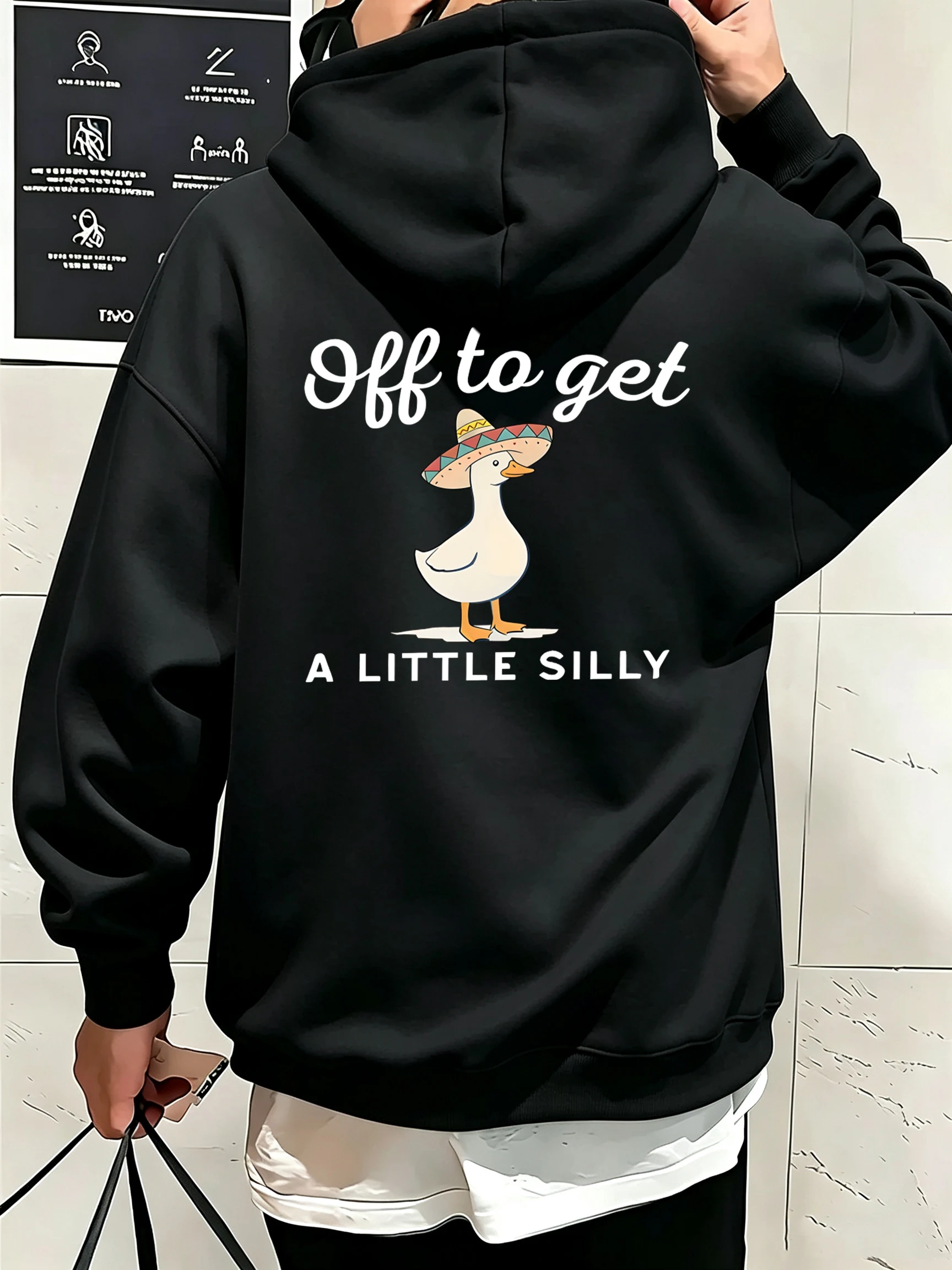 Off To Get A Little Silly Prints Jogger Hoodies Men Casual Street Clothing Sports Basic Sweatshirts Autumn Fleece Streetwear