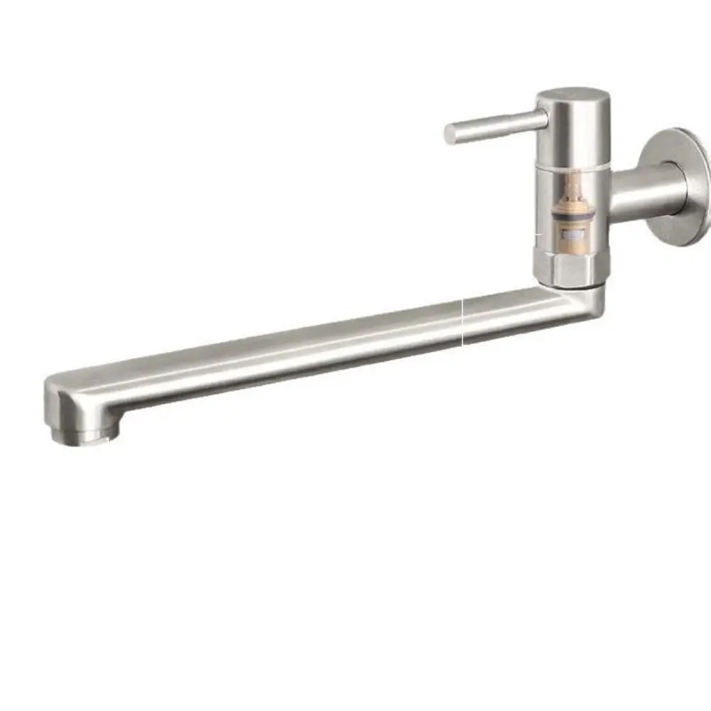 180° Rotation Wall Mount Sink Tap Non-slip Handle Rustproof Kitchen Faucet Lengthened Outlet Soft Water Flows