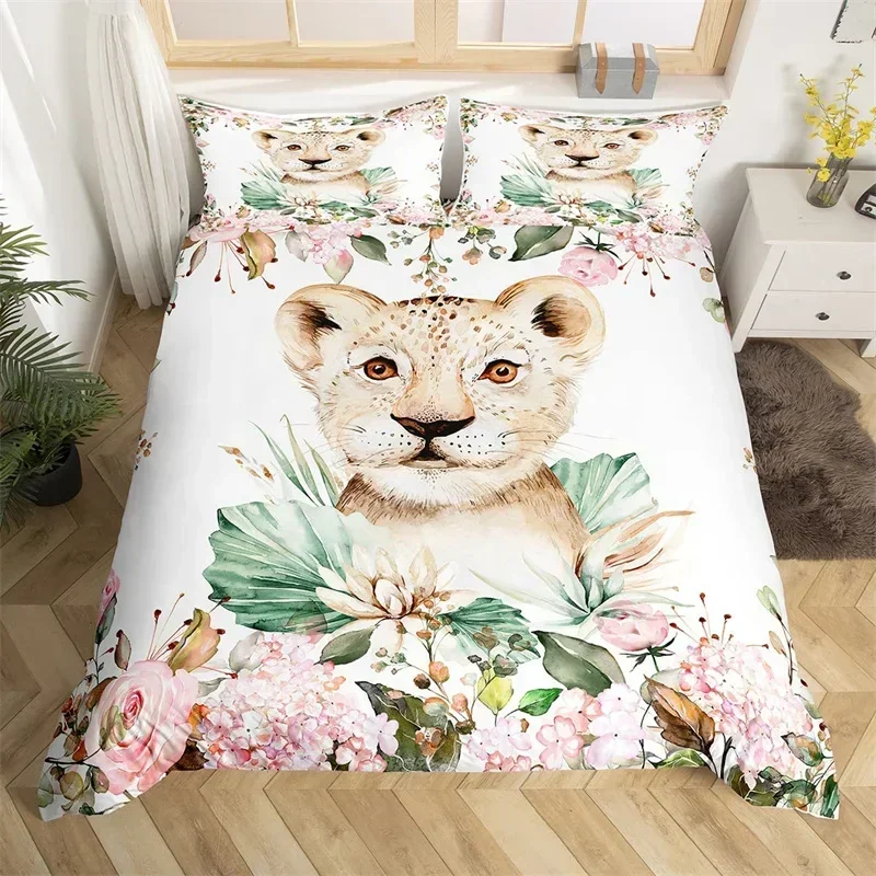 Lovely Baby Elephant Flowers Bedding Set Single Twin Double Queen King Cal King Size Bed Linen Set
