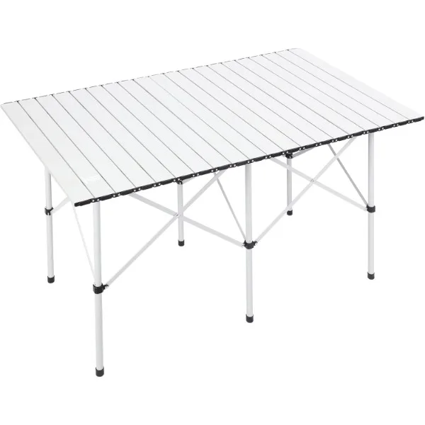 

EVER ADVANCED Camping Table, Fold up Lightweight, 4-6 Person Portable Roll up Aluminum Table with Carry Bag for Outdoor, White