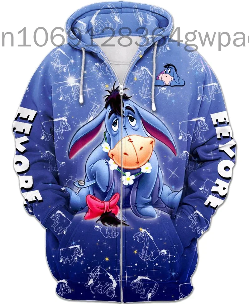 New Disney Eeyore Hoodie 3D Printed Sweatshirt Fashion Street Casual Men's and Women's Children's Sports Pullover Hoodie