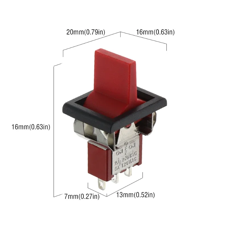 1/5/10Pcs/lot SH T80-R Series Mini Paddle Toggle Switch Square Snap-in Panel Mount 5A/125VAC