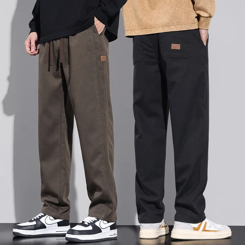 2025 New Men's Autumn Winter Casual Work Pants Straight Leg Jogging Pants Thickened Plus Size Pants Street Wear Hip-hop Pants