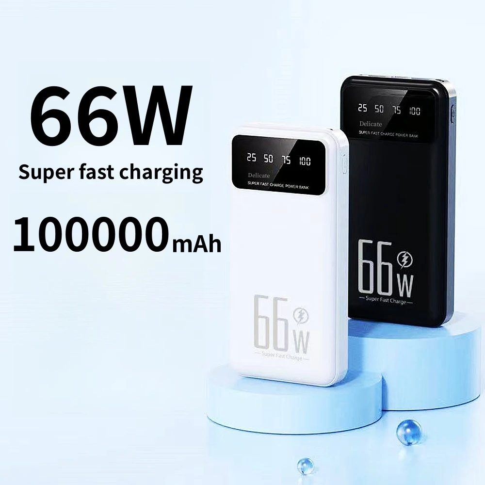 

Mobile Power 100000mAh 66W Power Bank Portable External Battery Charger Fast Charging