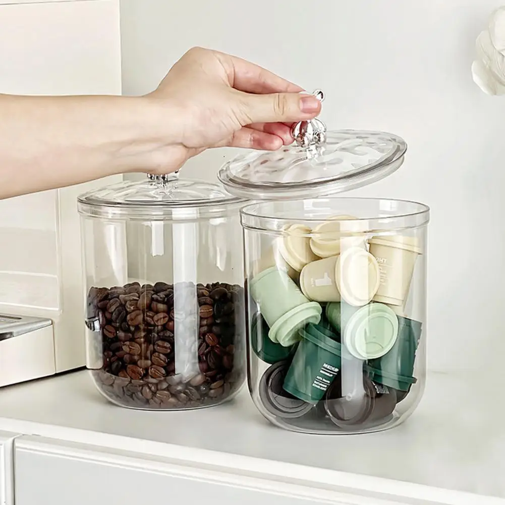 900/1400ML Clear Sealed Jar With Bear Handle Airtight Lid Dry Goods Nuts Grain Cereal Seasoning Tea Leaf Container Storage Box