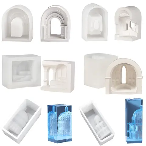 DIY Castle Palace Architecture Candle Silicone Mold Dome Arch Roman Column Plaster Soap Epoxy Resin making Gift Craft Home Decor