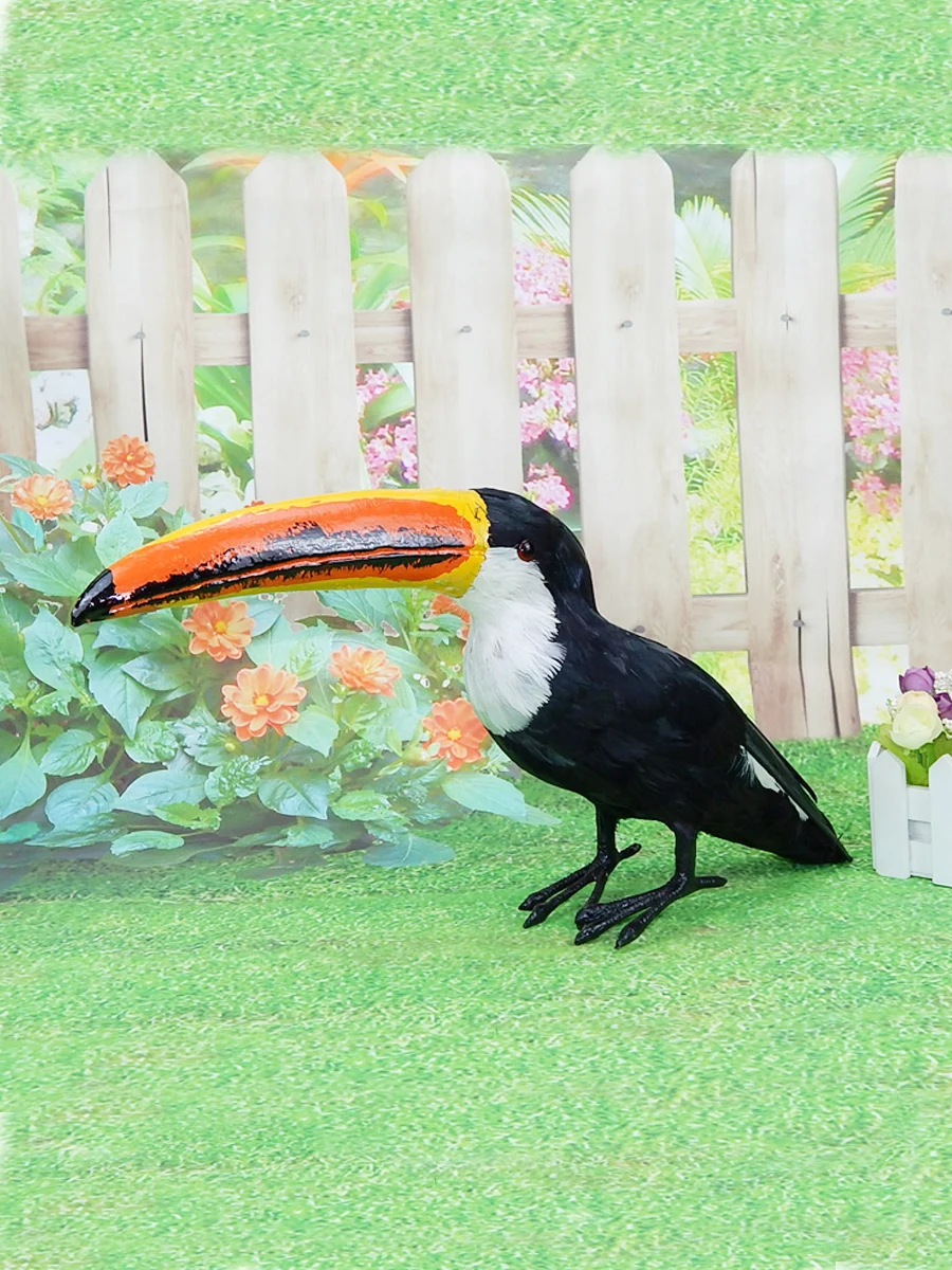 45cm Big Black Toucan Model Simulation Plastic And Fur Bird Educational Collectible Gift Approximate Size for Learning And Displ