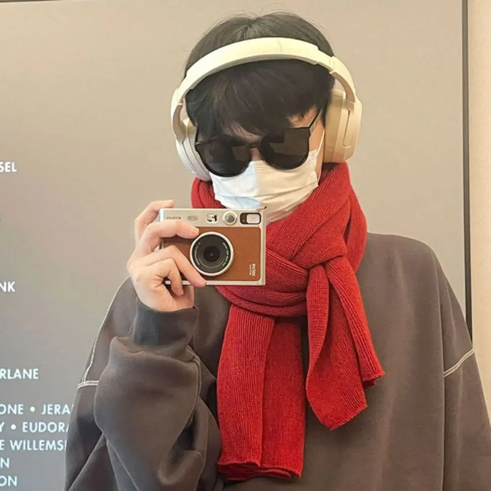 Hoge kwaliteit effen kleur heren wollen sjaal Eenvoudige lange winter kasjmier sjaal Warm gebreide koudebestendige sjaal Mannetjes