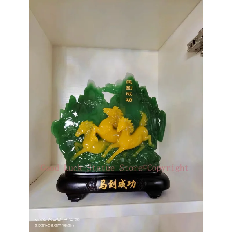 Smooth work business booming 2024 HOME company BAR CLUB Auspicious Lucky Decorative Ornaments RESIN JADE Success HORSE