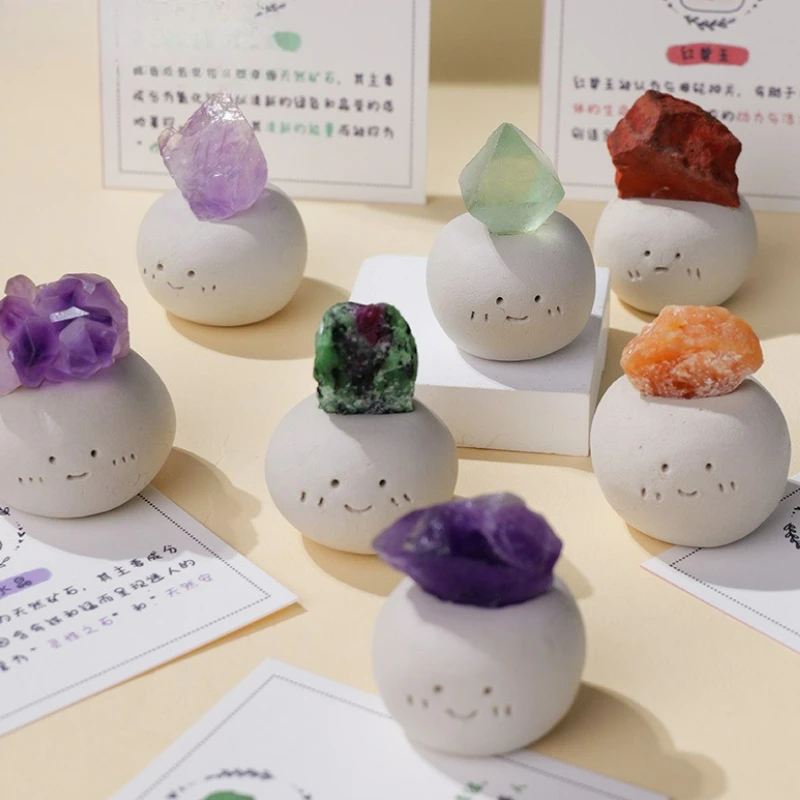 

Mini Lucky Handmade Crafts Natural Crystal Amethyst Small Lovely Bean Cube Healing Stone Household Office Ornament Decorations