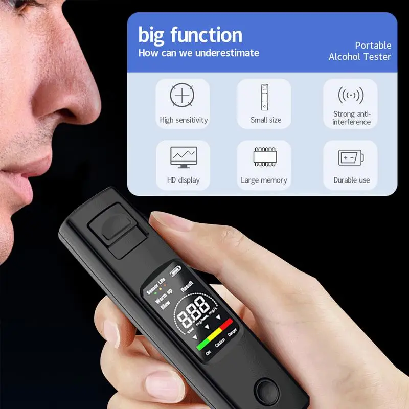 Car Alcohol Tester Fast-High-Accuracy Alcohol Breathalyzer Professional Digital Alcohol Tester Personal Use Alcohol Tester