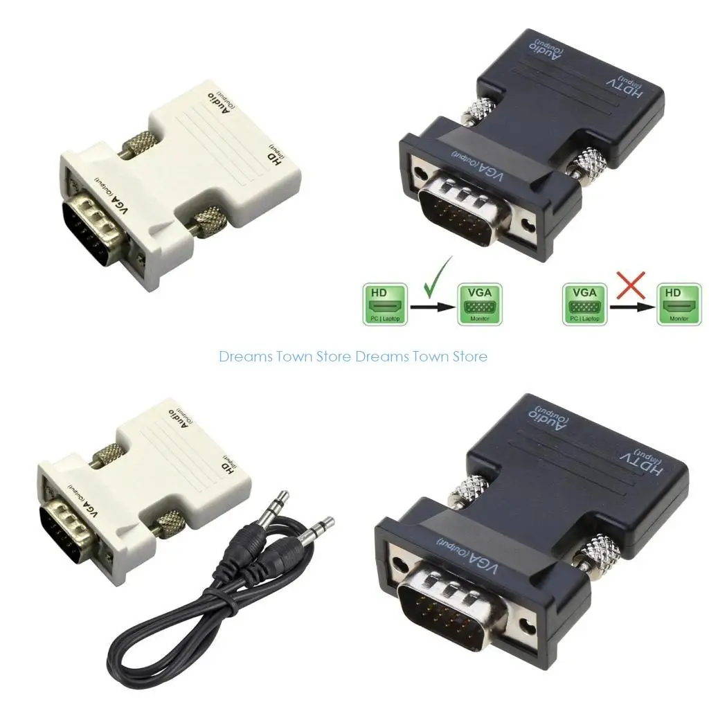 

HX6A to VGA Converter With 3.5mm Cable For PC Laptop Monitor Projector 1080P for HD To VGA Adapter