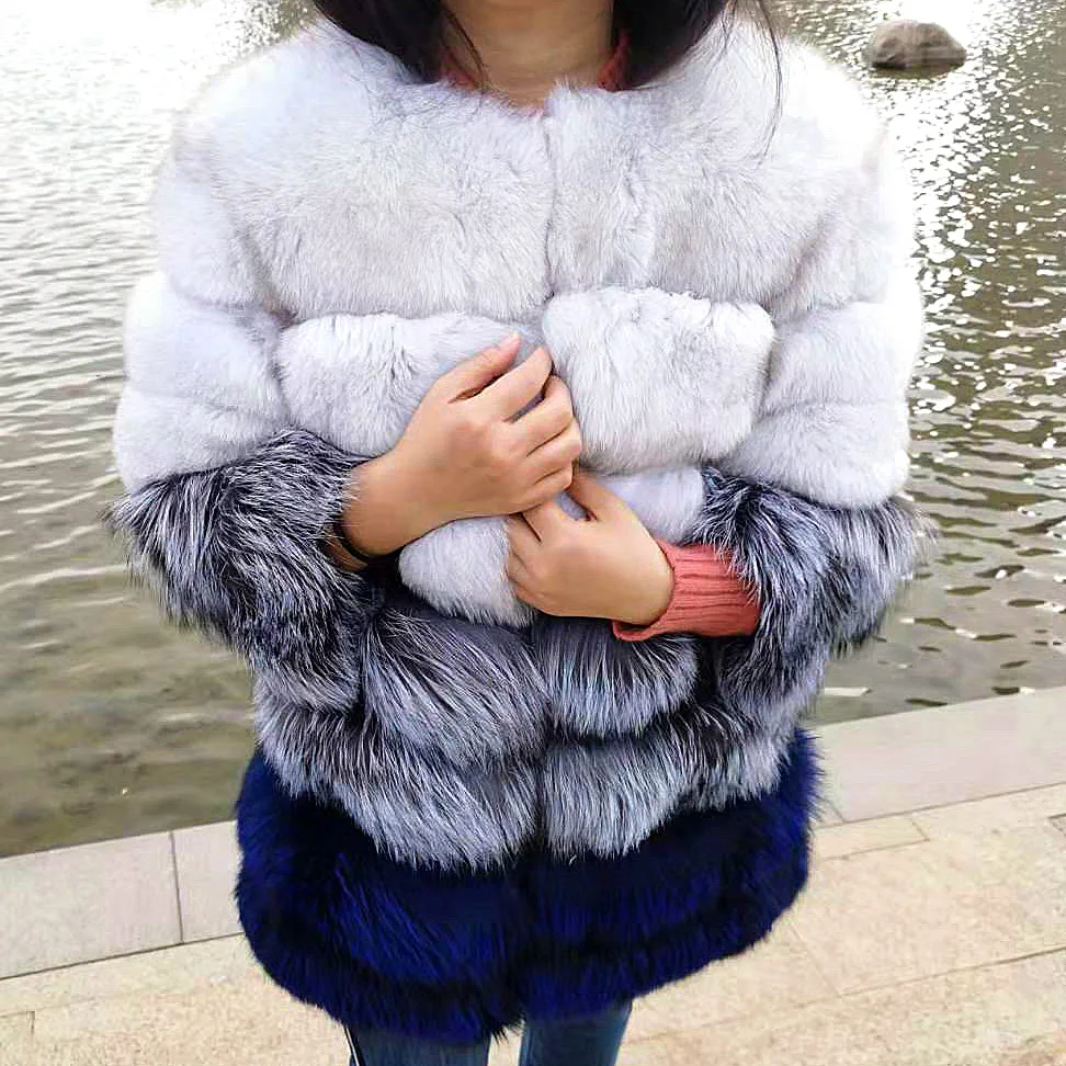 

2023 Hot Sale Fur coat natural fur 100% Real Natural Fox Fur Coat Female Fur Jacket winter high quality warm coat Women's jacket