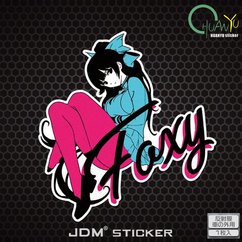 JDM two-dimensional Japanese beauty car decoration reflective motorcycle electric vehicle helmet chassis trunk sticker