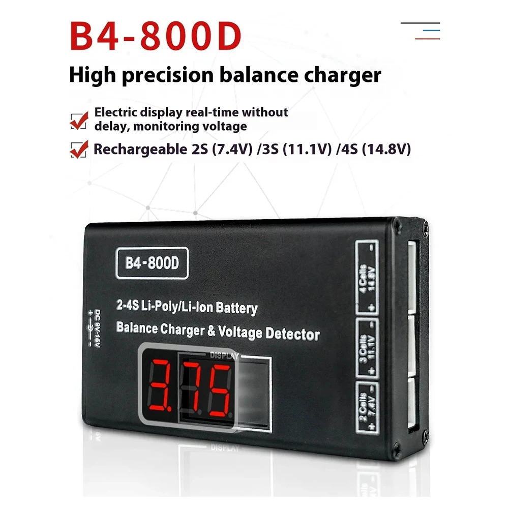 【تصقيد الأخير!】لشاحن B4 Bc-800D شاحن بطارية ليثيوم للطائرات الطرازية 2S 3S 4S شحن متوازن B4 مع شاشة عرض