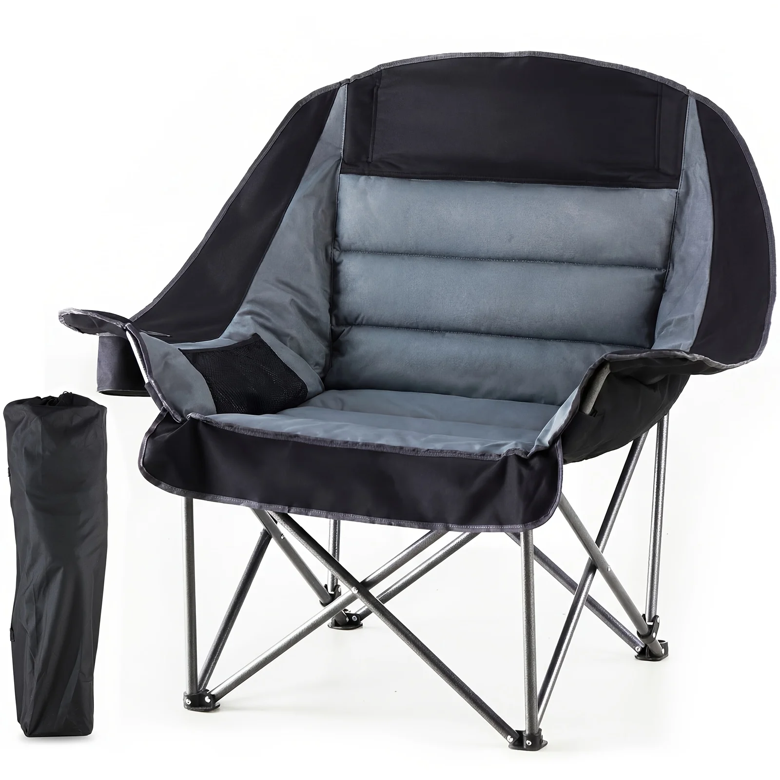 

Large Size Portable Folding Heavy-Duty Camping Chair with Side Cup Holder Storage Bag, Sturdy And Durable Outdoor Fishing