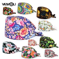 nursing hats Floral Soft Hat Printing cap Nurse Sweat-absorbent Head Wrap Towel Surgical Anti-Dirty Pure Cap surgical cap women