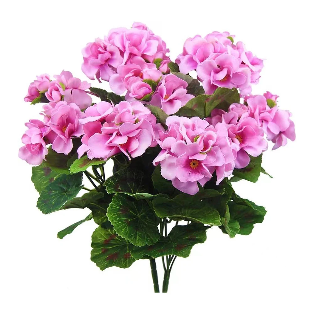 2/4 Stück 12,6 Zoll Künstliche Pflanze Seiden-Begonien-Blume Geranien UV-Beständig Vliesstoff Kunstblumen für Garten Bonsai Blumendekoration – Detail 20