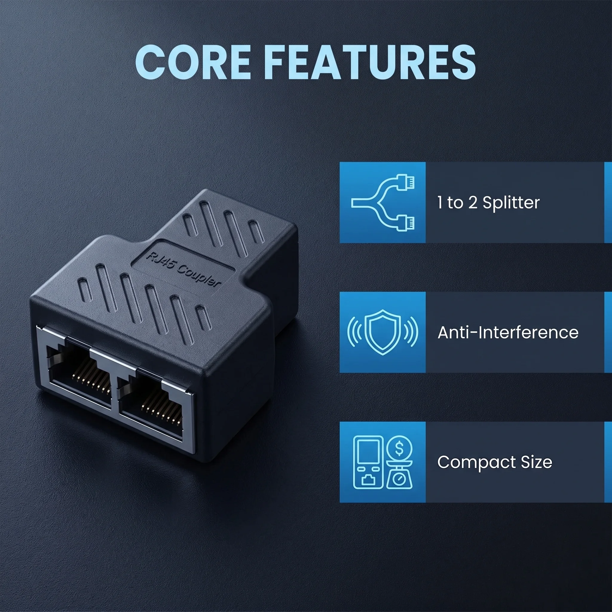 1 to 2 RJ45 Splitter Ethernet Adapter 1000Mbps Cat6/Cat5e LAN Connector for PC Laptop TV Box Router - Ethernet Cable Extender